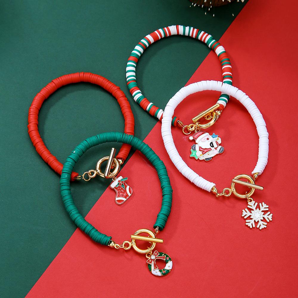Christmas Bracelet Set Holiday Ornaments Snowman Santa Bracelet