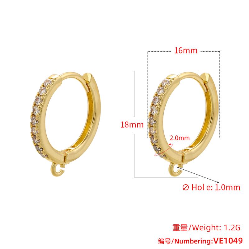 ZHUKOU Classic small hoop earring Cubic zirconia handmade DIY earring clasp hooks Jewelry materials accessories VE1051