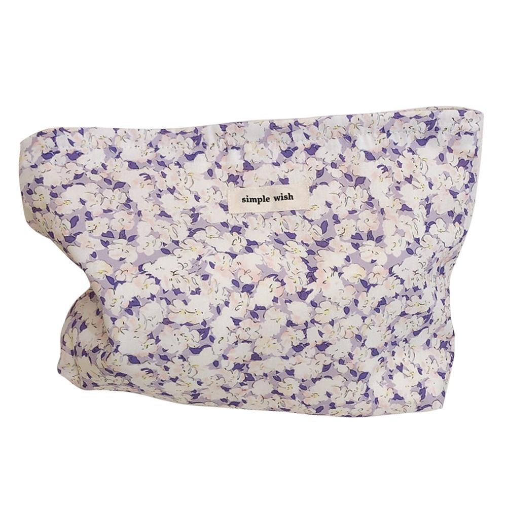 518 Flower Pattern Canvas Makeup Cosmetic Bag Travel Toiletry Organizer Storage Pouch