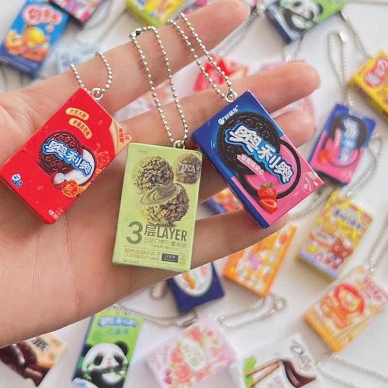 3Pcs Harajuku Fun Simulated Snack Pendant Potato Chip Biscuit Keychain Novelty  Simple Hanging Gifts