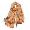 Cachecol de Seda Dourada Tencel Algodão Cor Sólida Seda Cachecol Feminino Moda Versátil Imitação Seda Cachecol Fino Longo Cachecol de Praia Cachecol
