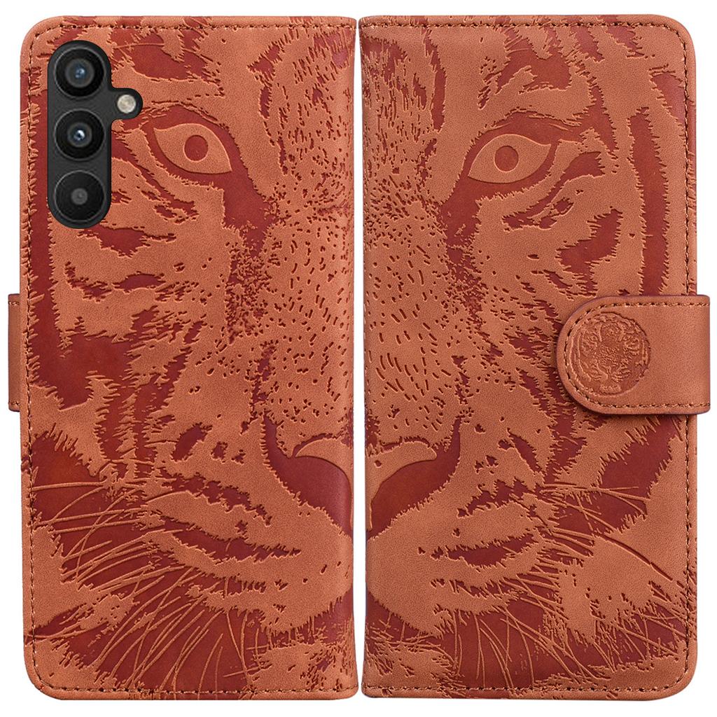 For Samsung Galaxy A54 5G PU Leather Stand Magnetic Clasp Case Tiger Pattern Imprinted Wallet Protective Phone Cover