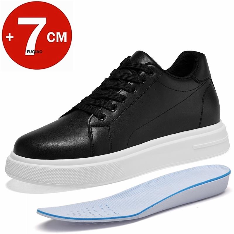 

7CM Height Increase Leather Men s Shoes Elevator Casual Shoes for Women Classic Outdoor SkateBoard Sneakers Non-slip Sport Shoes 36 чорний