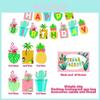 Exquisites hawaiianisches Flamingo-Kaktus-Ananas-Kokosnuss-Banner für tropische Party-Spaß