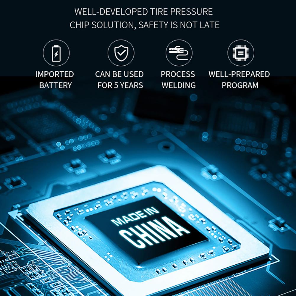 TPMS 4 Wheel Tyre Pressure Monitor Real-time Display TPMS Monitor Solar Power&USB Charge LCD Display Auto Security Alarm Device