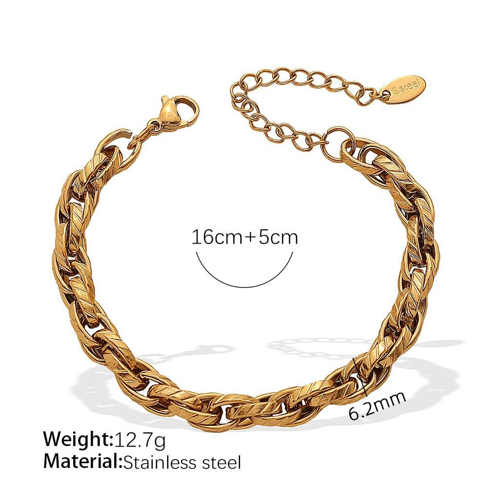 Trendy Embossed O-Chain Stainless Steel Bracelet - Simple, Fashionable Unisex Jewelry