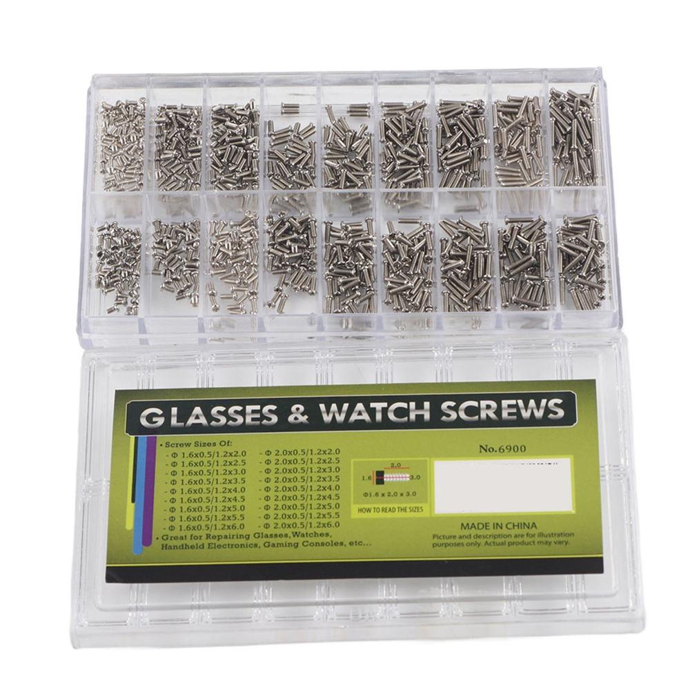 1800pcs/box Stainless Steel Mini Repair Screws Storage Case Watch Repair Kit  Eyeglass Repair