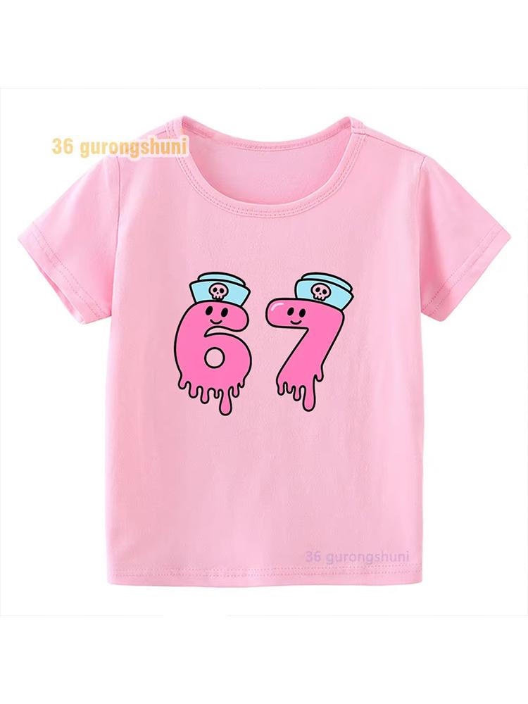 Kids Cute Sailor 67 Number Graphic TShirt Soft Cotton Casual Wear for Boys Girlsdf0122