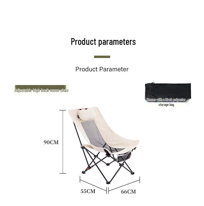 Adjustable Three-Speed High-Back Moon Chair – Breathable, Comfortable, Foldable for Camping, Beach, and Fishing
