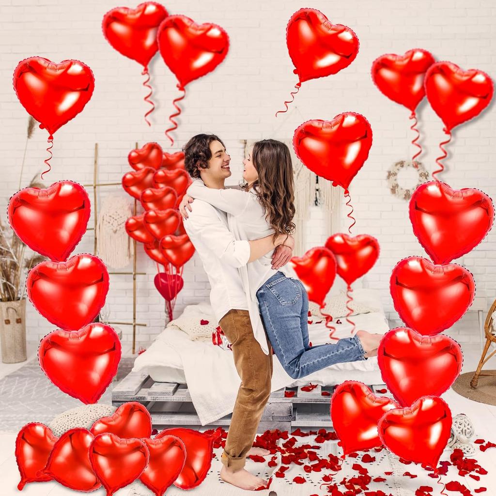 10-50Pcs 10In Heart Shaped Foil Balloons for Valentines Decoration Marriage Engagement Anniversary Party Romantic Occasions