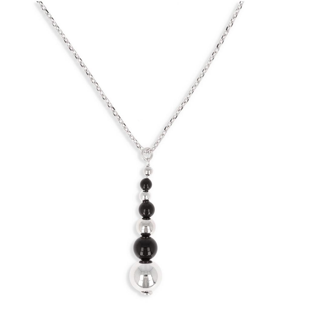 Les Trésors De Lily [Q4610] - Silver Necklace 'Boho' Black Silver (rhodium-plated) - 35x8 Mm