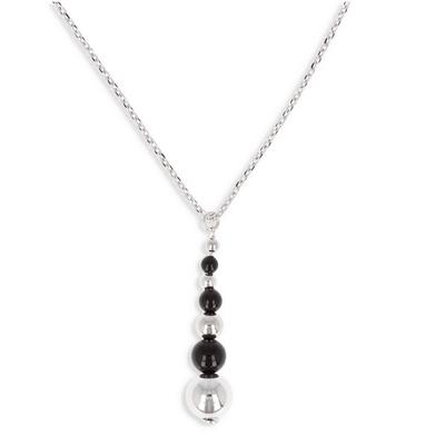 [Q4610] - Colier din argint „Boho” argint negru (placat cu rodiu) - 35x8 mm