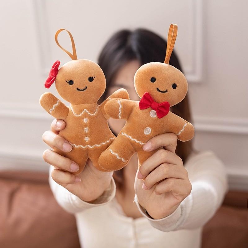 Christmas Man Gingerbread Pendant Plush Toy Doll Holiday Decor Keychain Couple