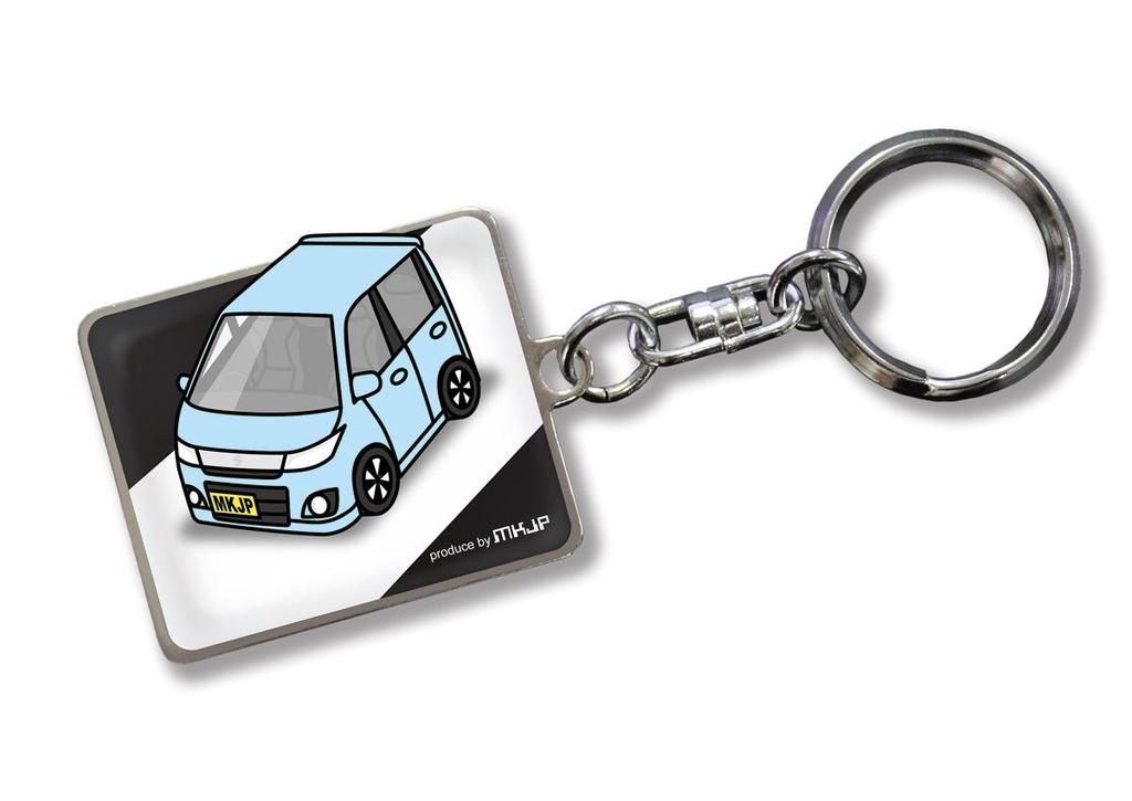Custom Keychain for Wagon R Stingray Black Light Blue Car Color [MKJP] MH23S, Base,