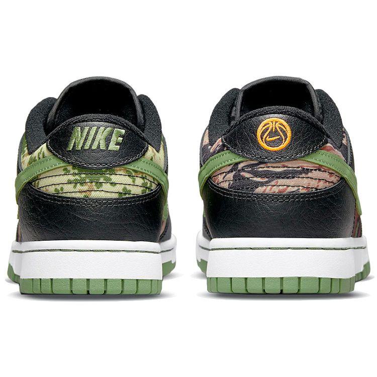 Nike Dunk Low SE Schwarz Multi-Camo Herren-Sneakers Ölgrün Weiß Total-Orange DH0957-001