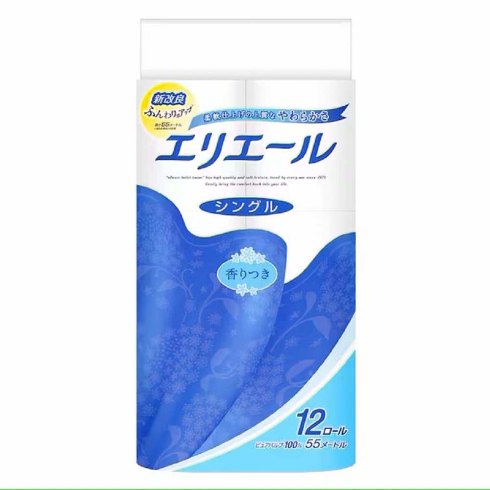 

Elleair Toilet 55m x 12 Relaxing Scent Paper, Rolls, Single, 100% Pulp,