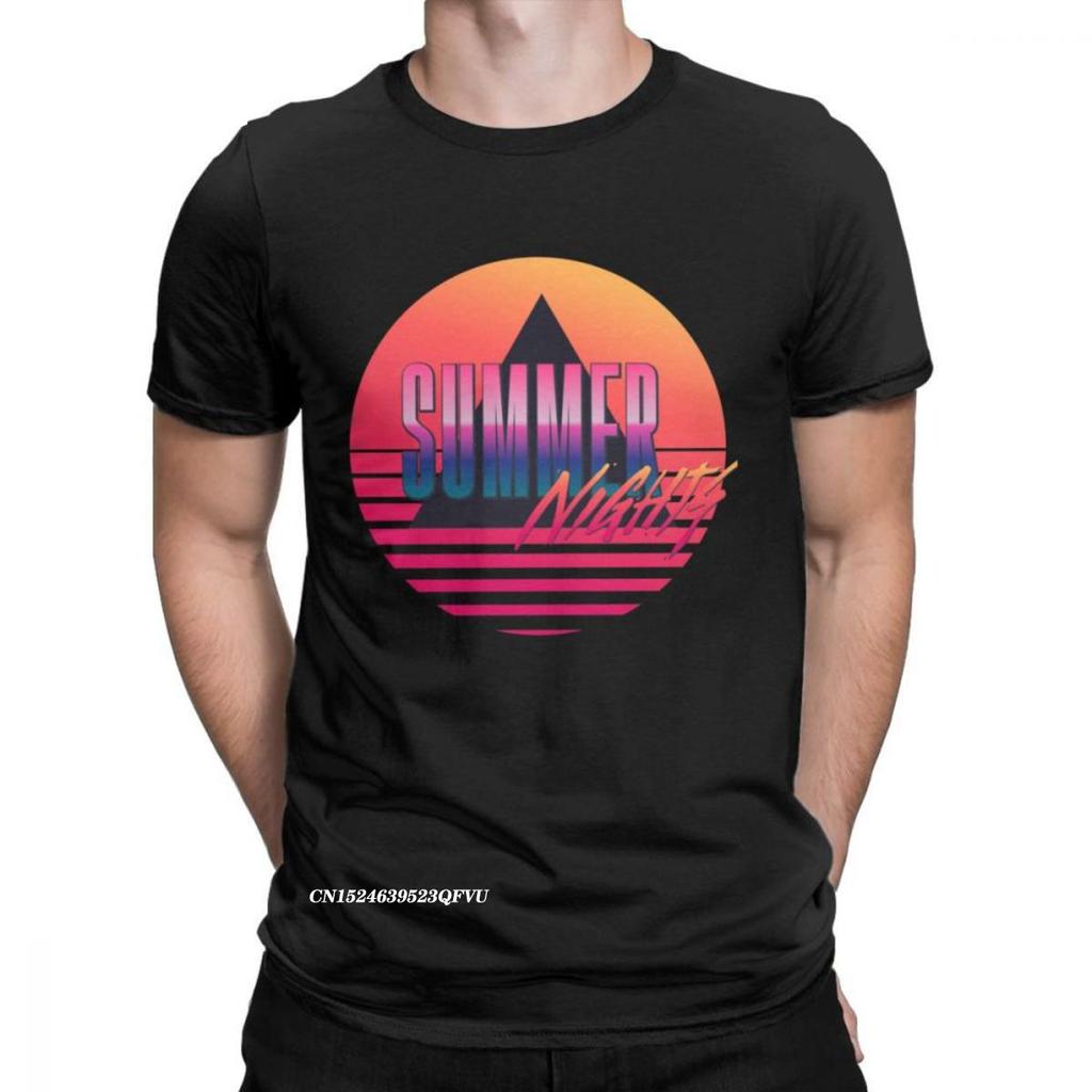 Sunset Palm Tree Vintage T Shirts 80s Synthwave Clothes Vaporwave Oversized T Shirt Men's T-Shirts Japanese