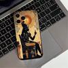 Egyptian Pharaoh Mural Phone Case For iPhone 17,16,15,14,13,12,11 Plus,Pro Max,XS,Soft Silicone Black Cover
