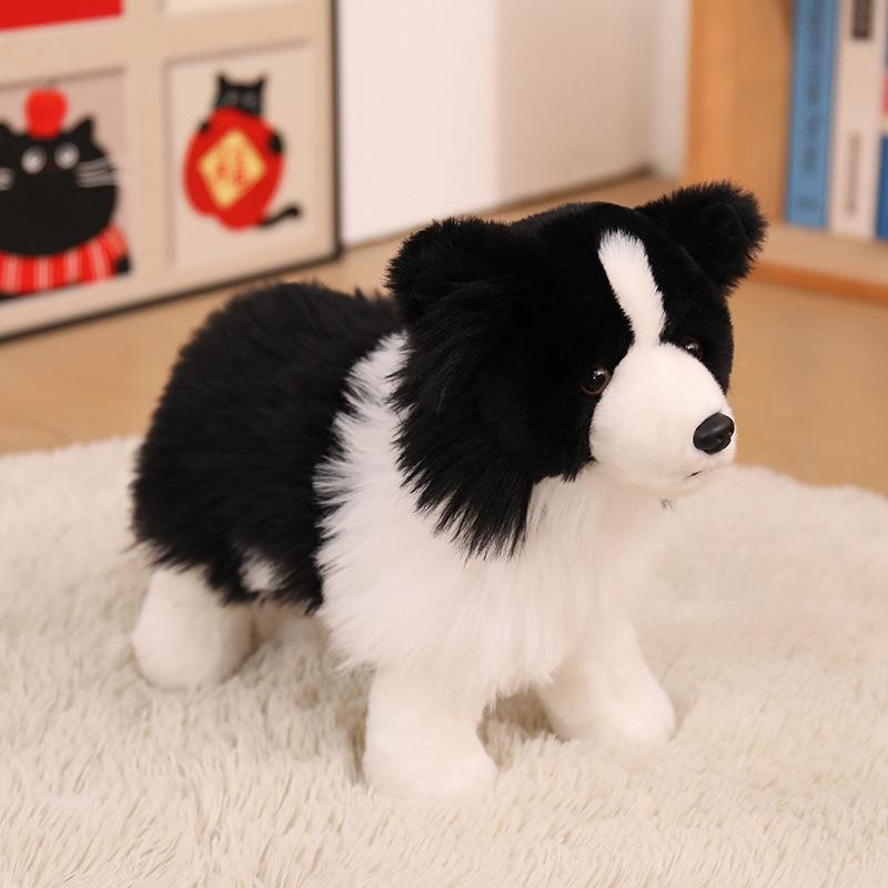 Border Collie Plush Toy - Standing & Lying Poses, Cute Dog Doll Gift