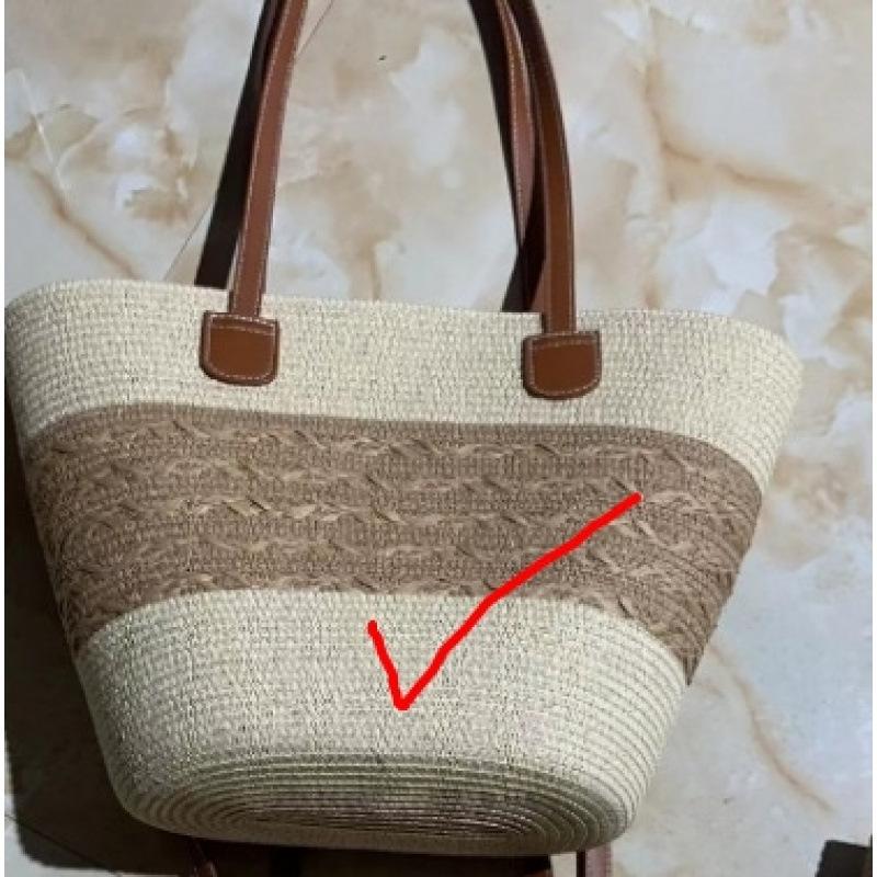 Fashion striped straw bag summer new large-capacity retro literary and artistic fan woven shoulder handbag