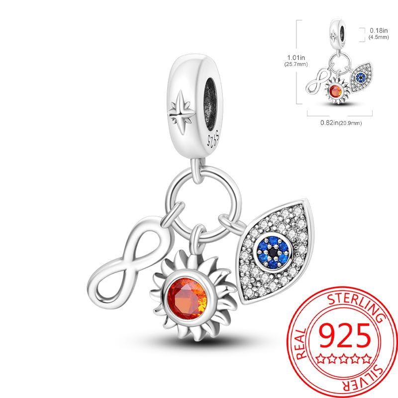 Mysterious Copper Love Evil Eyes Celtic Knot Palm Pendant Beads Safety Clip Fit Brand Bracelet Premium Gift Diy