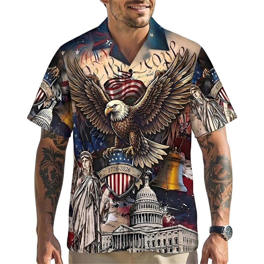 Men's Casual Short-Sleeve Collared Shirt For Spring/Summer