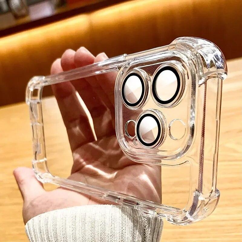 

Противоударный прозрачный чехол для телефона Iphone 15 14 13 12 11 Pro Max X Xs Xr Max, жесткий защитный чехол-бампер с защитой объектива