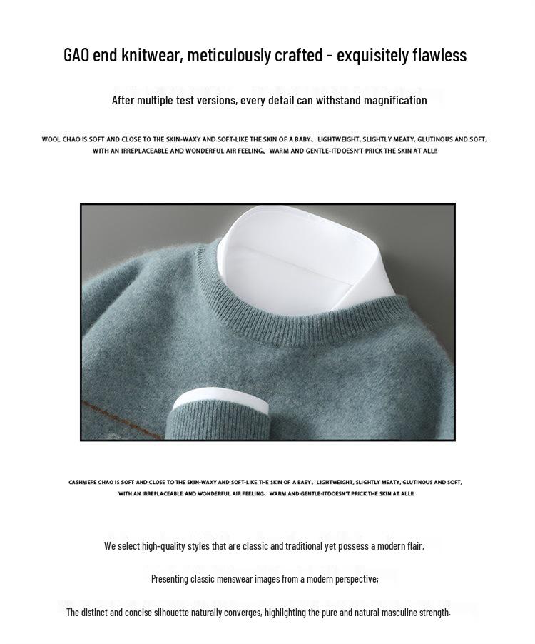 Men's Color Block Wool Pullover - Warm, Thickened Round Neck Knitwear for Autumn/Winter 2025
