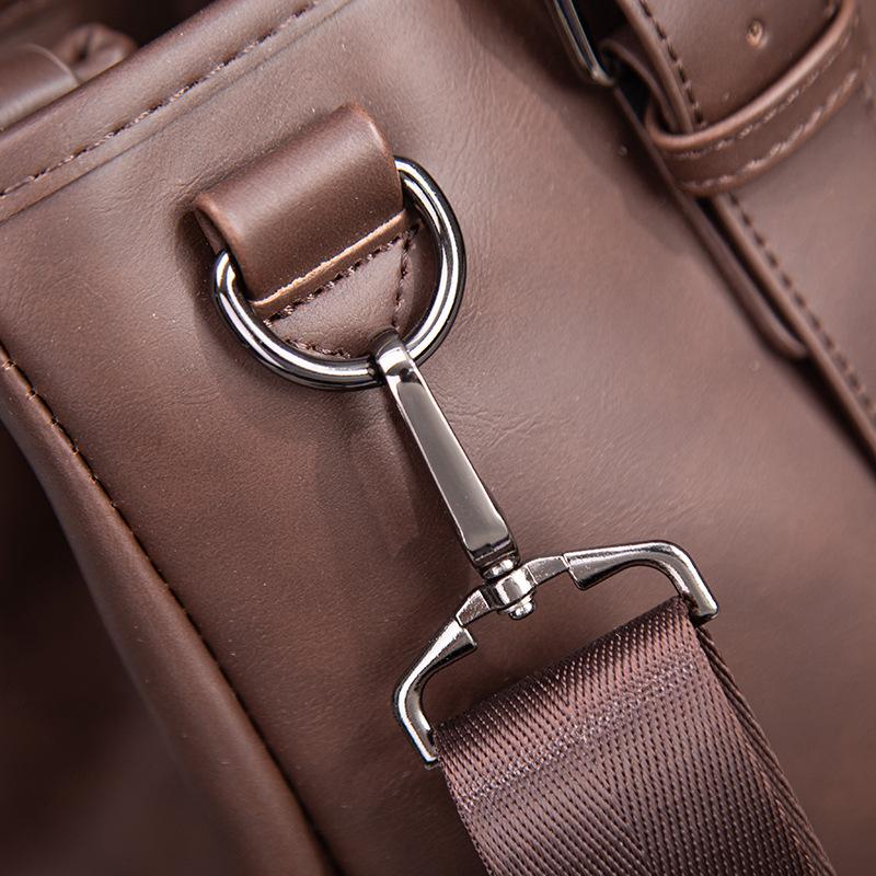 Retro Men's Portable Briefcase Casual Messenger Bag Crazy Horse Leather Men's Bag Horizontal Shoulder Bag