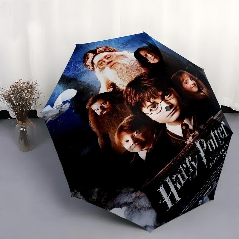 1pc Harry Potter Sorcerer's Stone Umbrella with Plastic Handle,Suitable for All Seasons Travel Outdoor Multi-functional UmbrellaDCS007