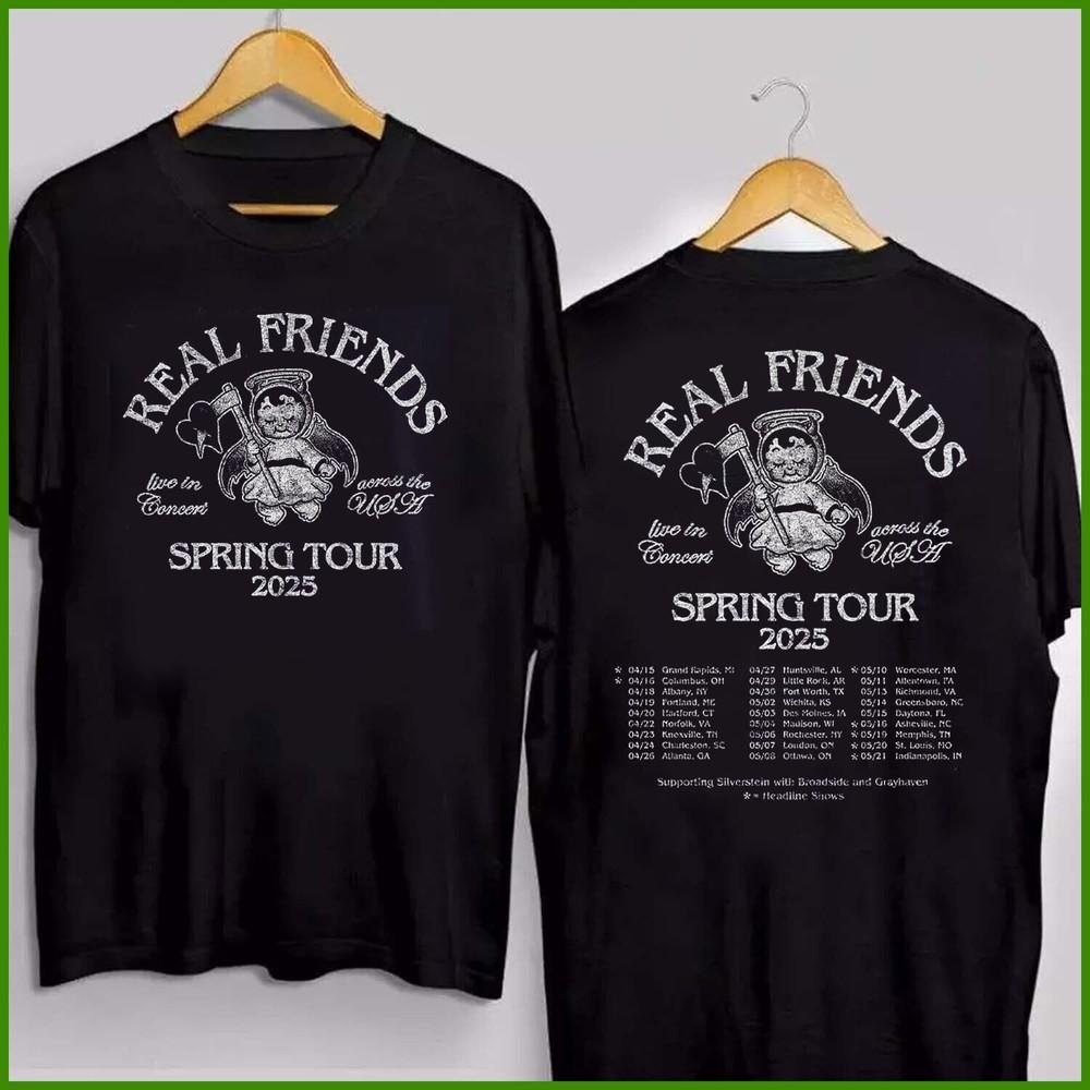 Real Friends Band 2025 Live In Concert Across The World Tour Dates Tshirt Unisex T-Shirt XXXXL