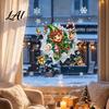 Merry Christmas Room Ornaments 2Pcs Stained Glass Style Window Clings Double‑Sided Printed Xmas Static Durable Holiday Art Decals Snowman