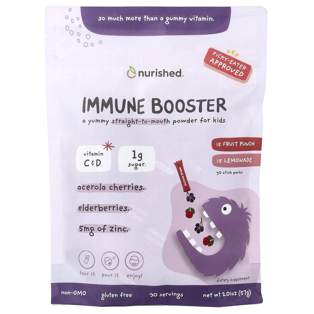 Nourished, Immune Booster, Fruit Punch, Lemonade, 30 Stick Packs, 57g (2.01oz)
