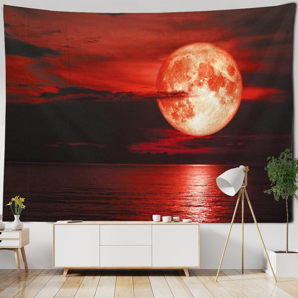 Sea Coconut Tree Tapestry Wall Hanging Bohemian Sunrise Landscape Home Decoration, Aesthetic Bedroom Living Room Decoration
