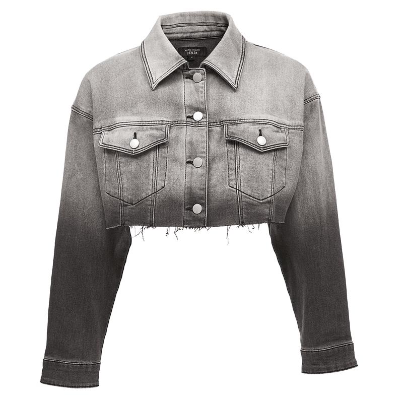 

VEROMODA Women s Frayed Hem Loose Fit Denim Jacket S