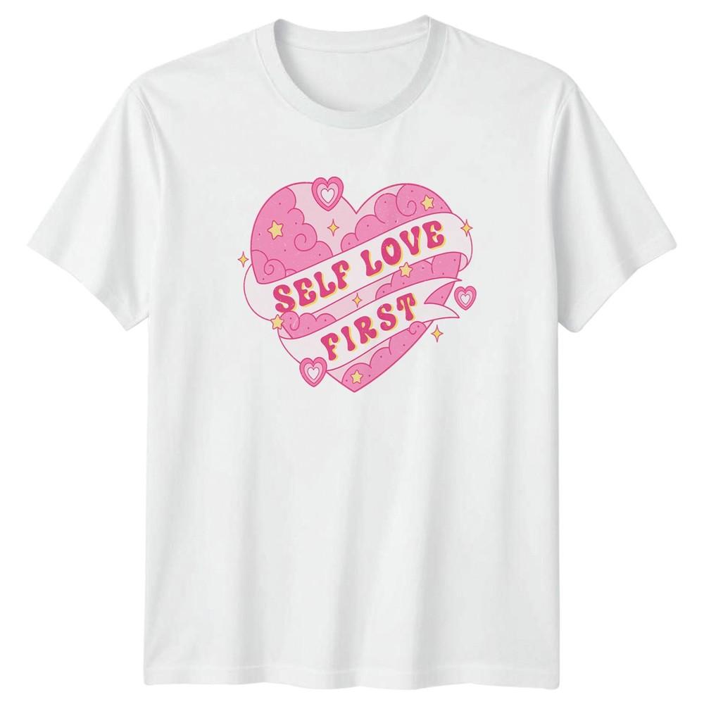 Self Love First Unisexs TShirt Retro Aesthetic Self Care Birthday Gift For Her S