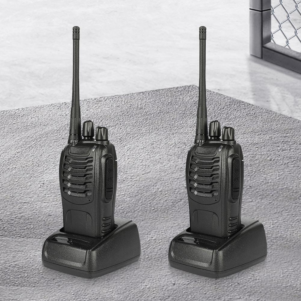 2PCS BF-888S Wireless Walkie Talkie Dual Band Portable Long Range UHF 400-470MHz EU/US Ham Two Way Radio Earphones for Hunting