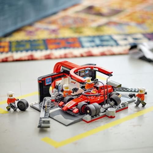 LEGO City F1(R) Ferrari Race Car Pit Stop Toy, Birthday Gift, Educational Building Blocks, for Boys and Girls Ages 6, 7, 8, and 9, Vehicle Model Car,