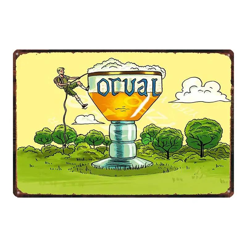Belgian Beer Orval Metal Tin Signs Retro Shabby Chi Plates For Wall Bar Home Pub Art Kitchen Coffee Decor 30X20CM DU-8523B