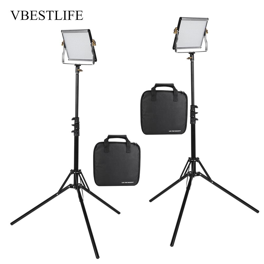 VBESTLIFE 2 Set Dimmable Bi color 3200 5600K CRI96+ LED Video Light Stands Kit