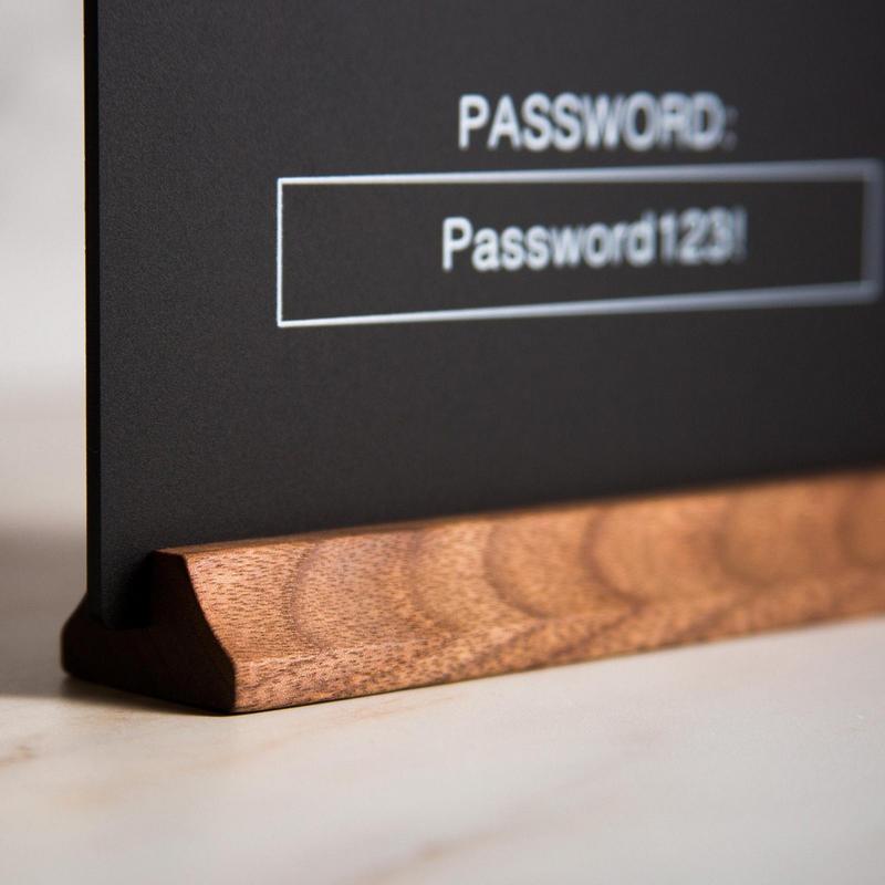 Segno Wifi Pannello Acrilico 3D con Base in Legno Segnaletica Negozio Pubblico Tavolo Wifi Ristorante Per Scrittura a Mano Account e Password