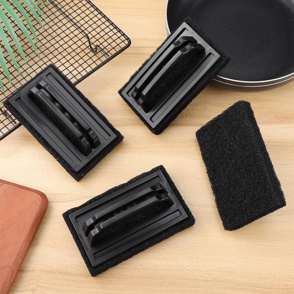 OUNONA BBQ Grill Removes Dirt and Burnt for Mesh and Iron for Gas Powerful Scrubber Brush, Brush, Food, Plate, Camping, BBQ, Cleaning, 4-Piece Set,