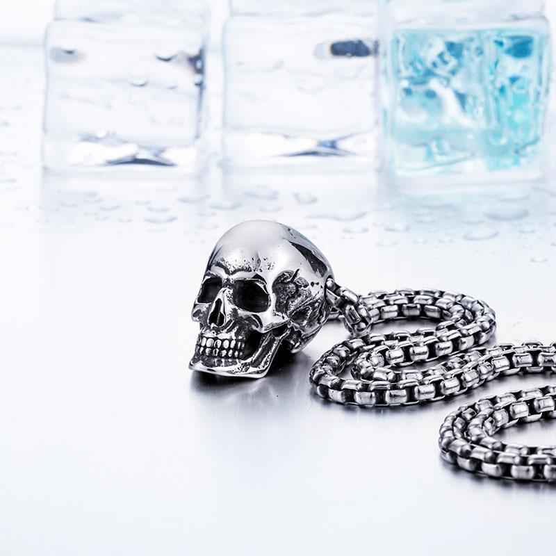 Beier Einzigartig 316L Edelstahl Neuankunft Super Punk Goldfarbe Totenkopf Biker Anhänger Halskette Mode Charme Schmuck BP8-216