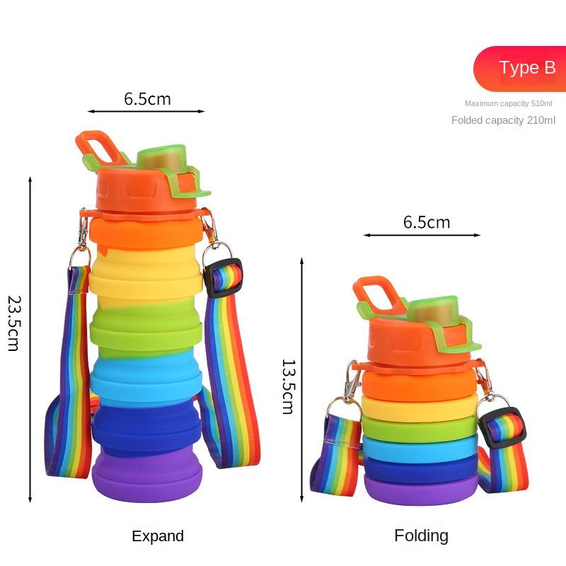 

Good-looking Double Buckle Rope Silicone Bottle Travel-Friendly Foldable Water Cup Outside Camping Camouflage Retractable C Practical Use 355ml1PCS