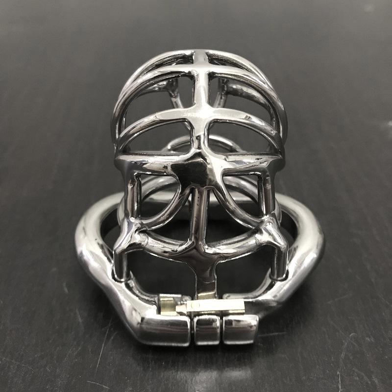 Stainless Steel Short Cock Cage Ring Locking Belt Chastity Cage