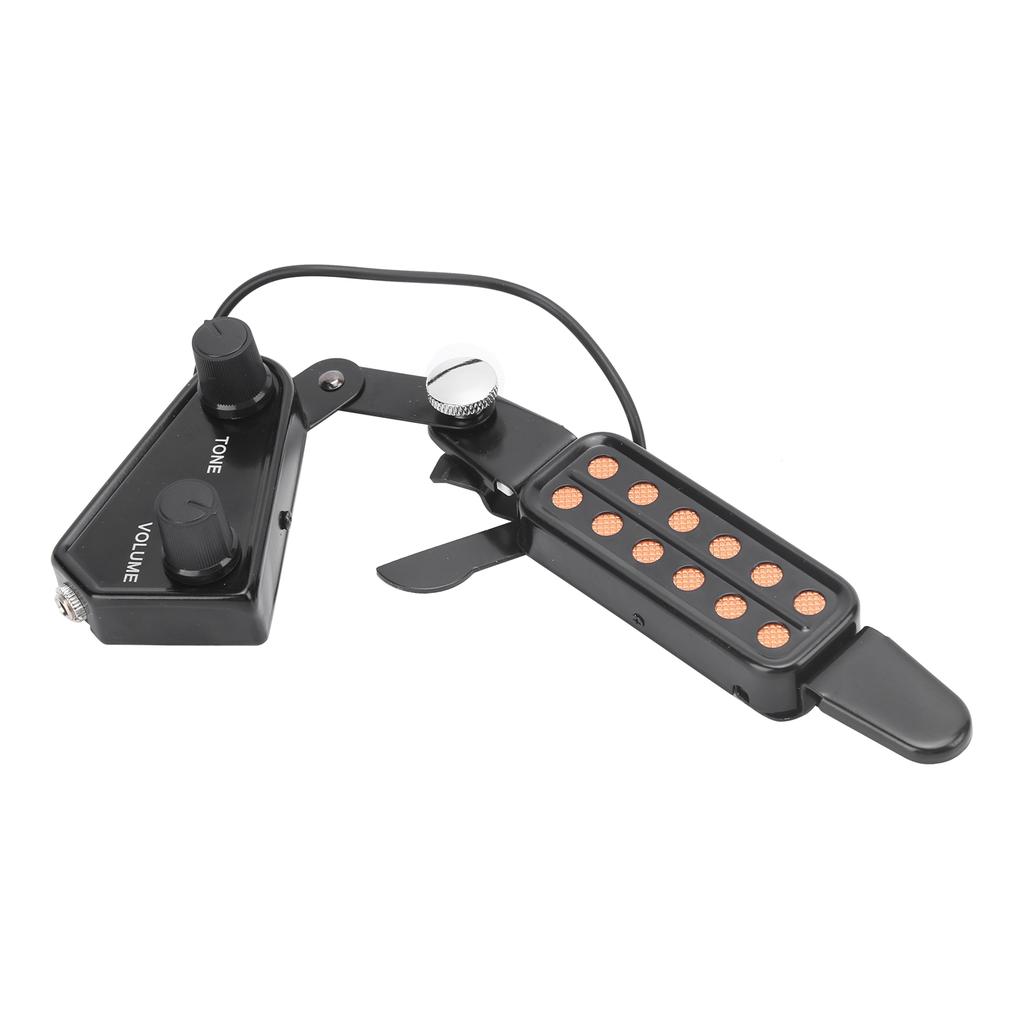 Guitar Pickup 12 SoundHole Electric Transducer with Tone Volume Control for Ukulele