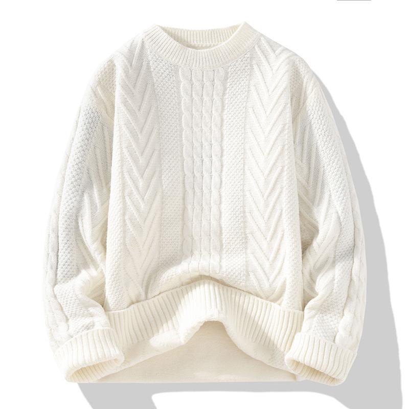 

Hot Sale, Autumn and Winter New Printed Crew Neck Sweater Bottom Knitted Sweater Large Size Loose Sweater M білий