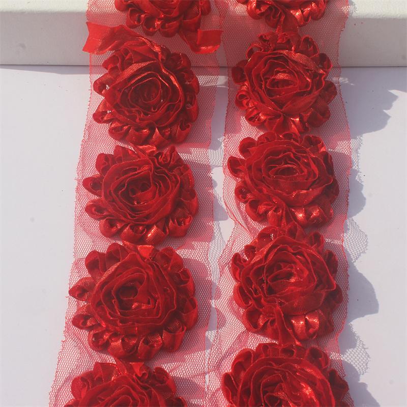 1y 2.5 Inch Shiny Fabric Flowers for Princess Girls Headbands Hair Accessories Kids Shirts Dress Shoes DIY Crafting Flowers