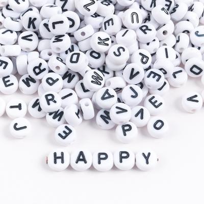 4 * 7Mm English Letter Bead Spacer Acrylic Loose Bead Flat Bead Handmade Diy Necklace Bracelet Beaded Jewelry Accessories