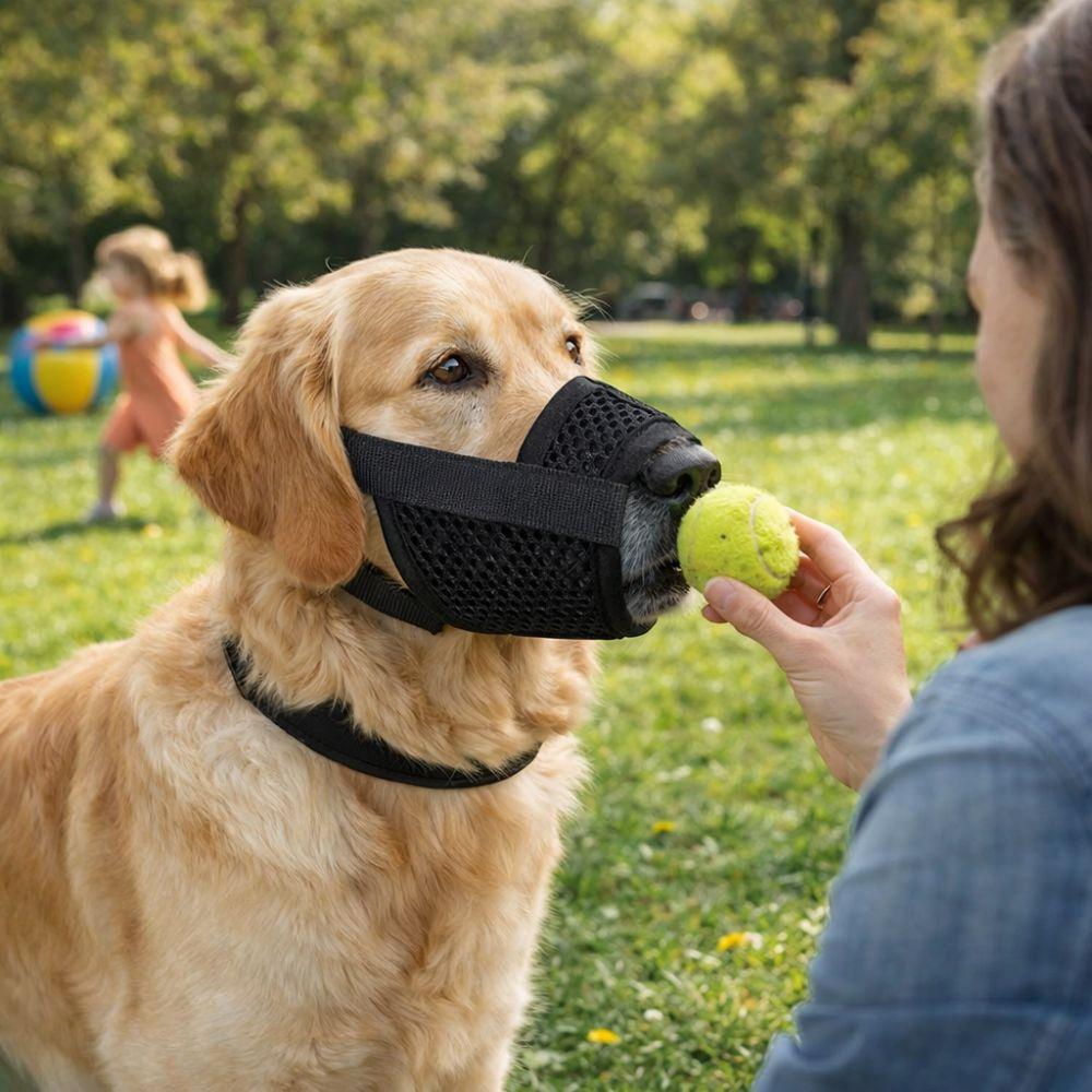 Anti-Biss Hundemaske aus Netzstoff Verhindert Bellen Atmungsaktiv Hundemaulkorb Weiche Verstellbare Hundemaulabdeckung Für Spaziergänge im Freien